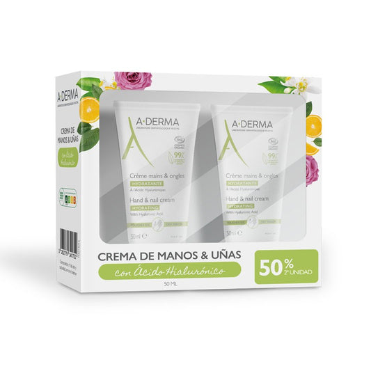 A-Derma Crema de Manos y Uñas Hidratante 2 x 50 ml-1