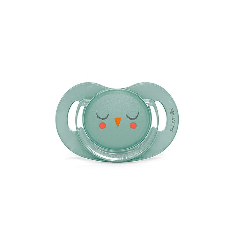 SUAVINEX Chupete Premium Bonhomía Tetina Silicona Fisiológica +18 Meses (Búho Verde)-1