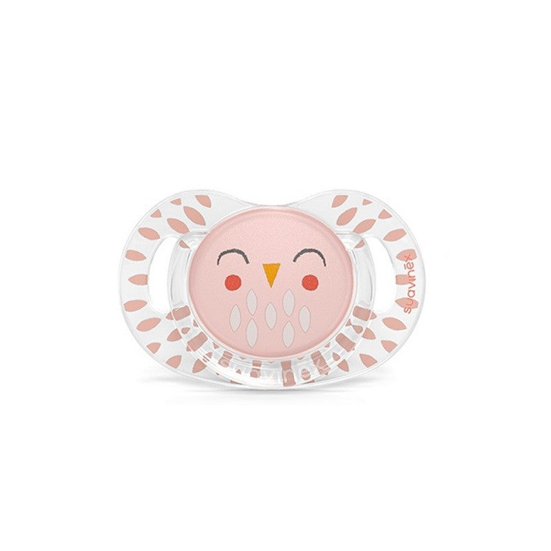 SUAVINEX Chupete Premium Bonhomía Tetina Silicona Fisiológica +18 Meses (Búho Rosa)-1