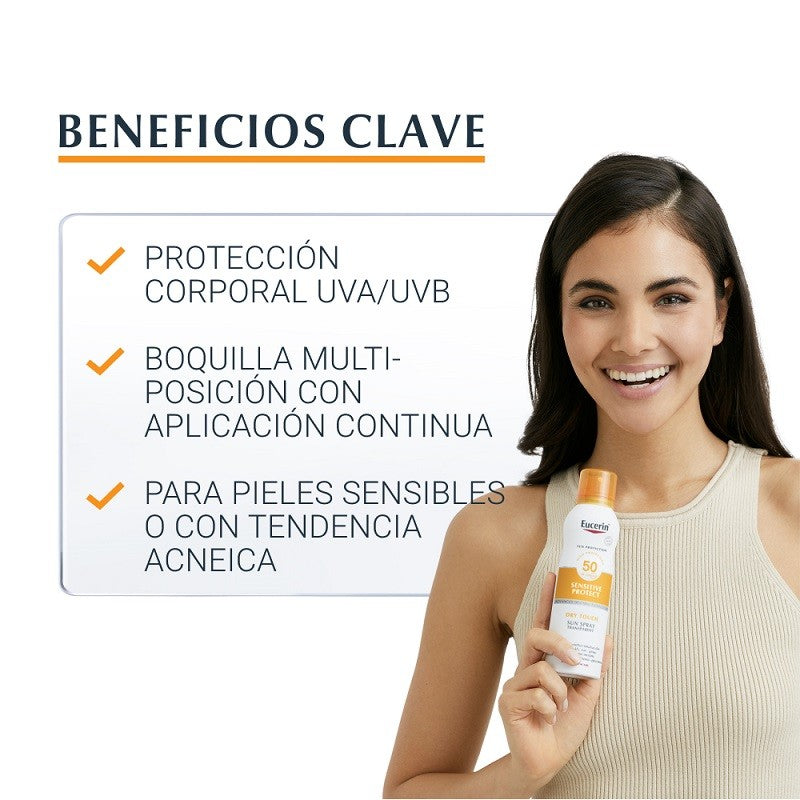 EUCERIN Spray Solar Transparente Toque Seco SPF 50+ (200ml)-2