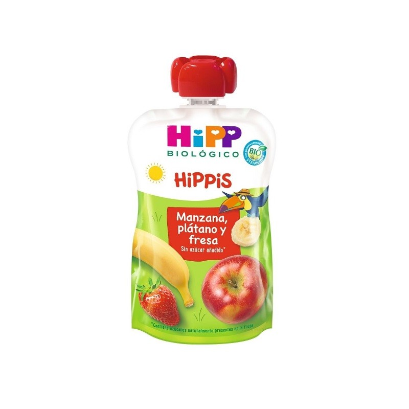 Hipp Biológico Bolsita Hippis Manzana, Plátano y Fresa 100gr-1