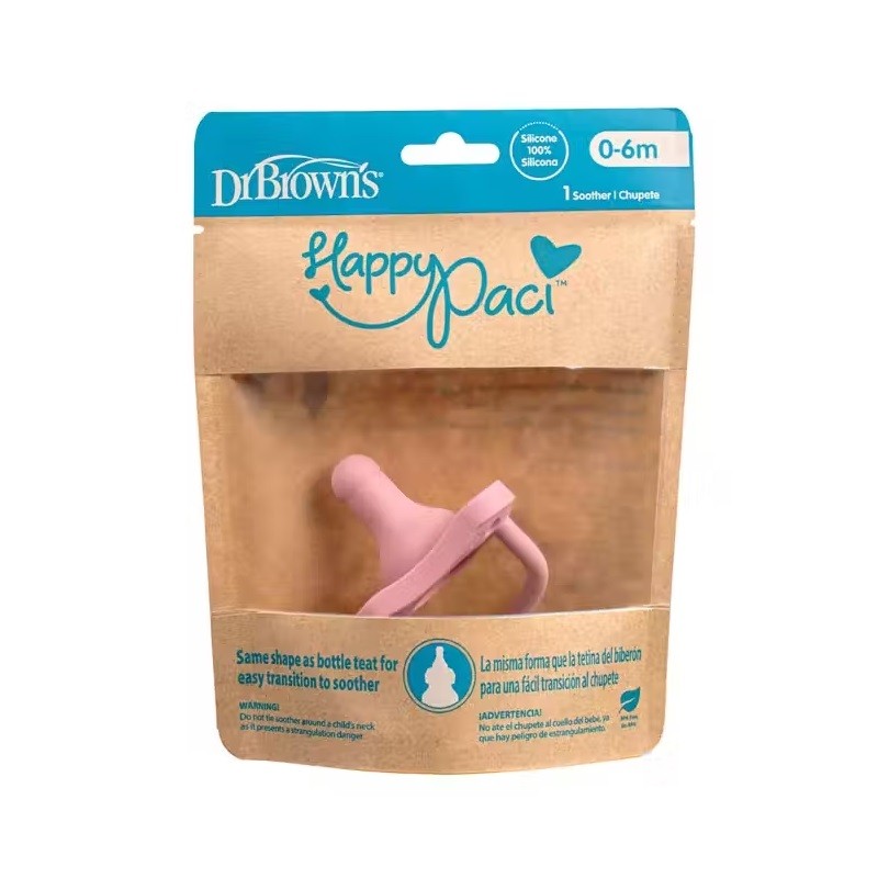 DR. BROWN'S Chupete Todo Silicona HappyPaci 0-6 meses Rosa-1