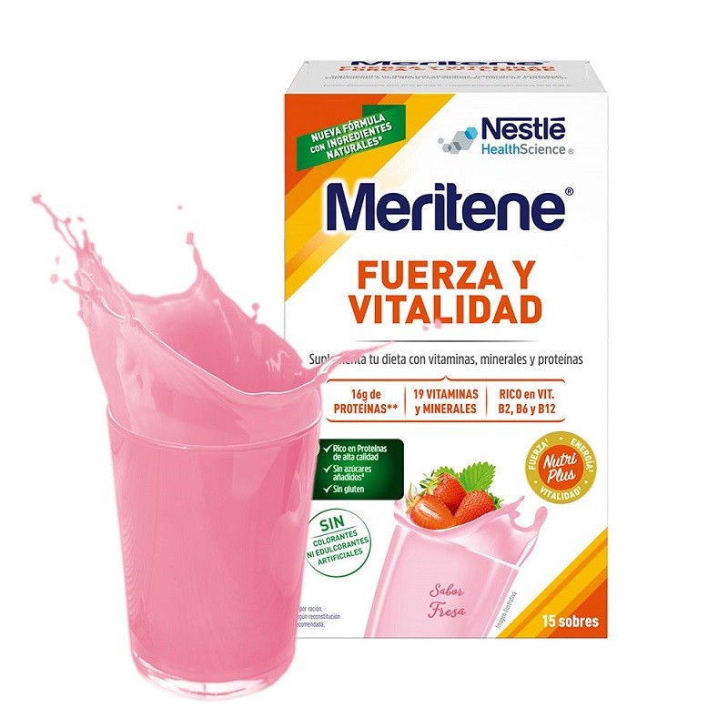 MERITENE Fuerza y Vitalidad Fresa 15 sobres-2