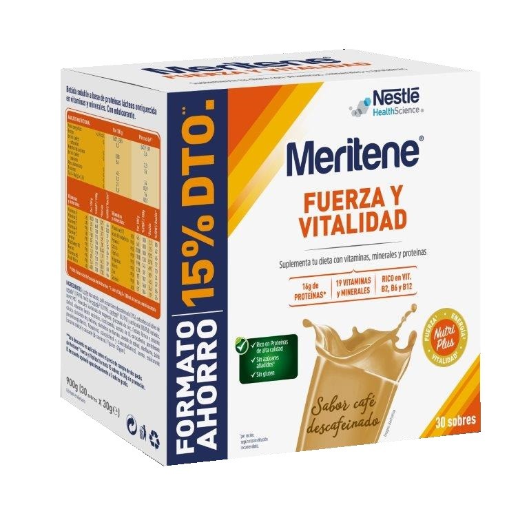 MERITENE Café Descafeinado Fuerza y Vitalidad Batido 30 sobres-1