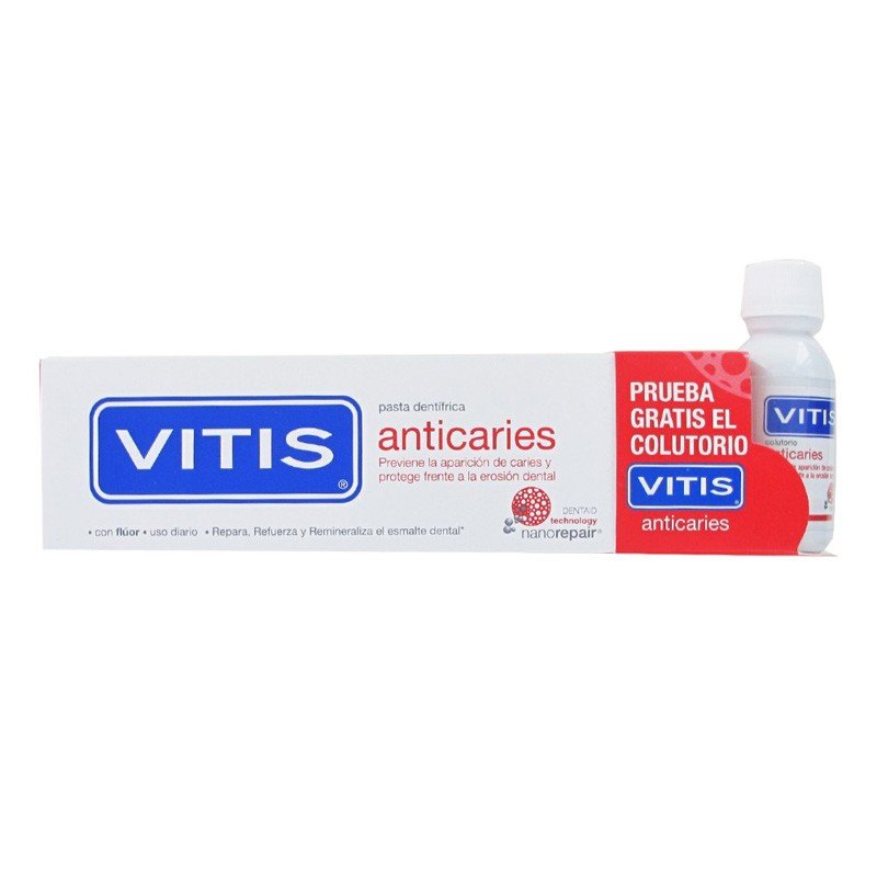VITIS Anticaries Pasta Dental 100 ml+colutorio 30 ml REGALO-1