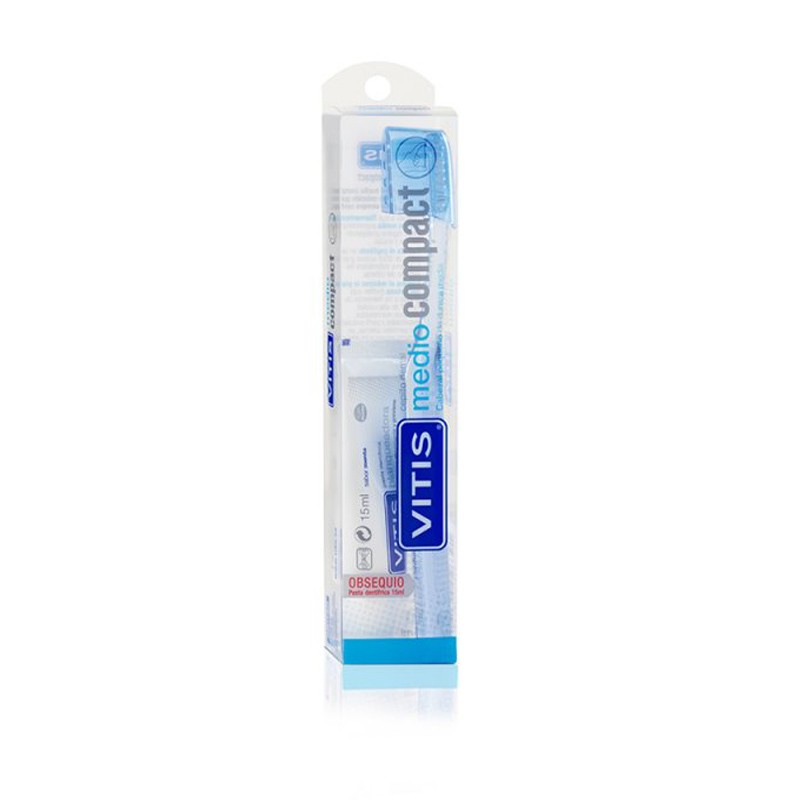 VITIS Cepillo Dental Compact Medio + Pasta Blanqueante 15ml REGALO-1