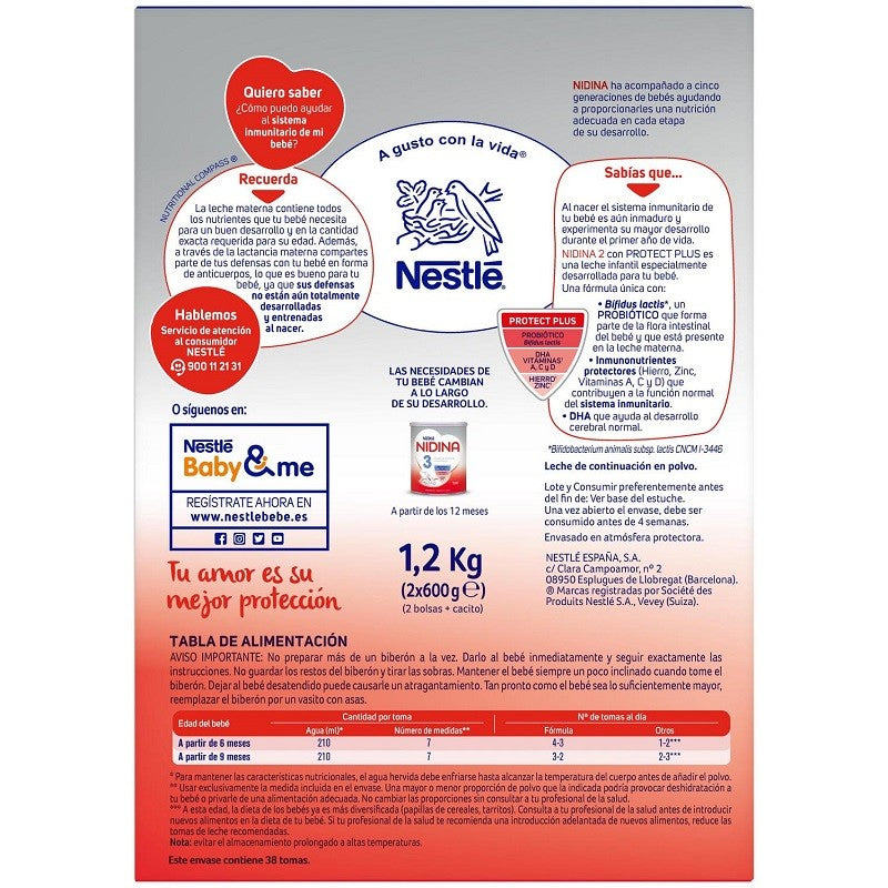 NIDINA 2 Leche de Continuación para Lactantes 1,2Kg FORMATO AHORRO-2