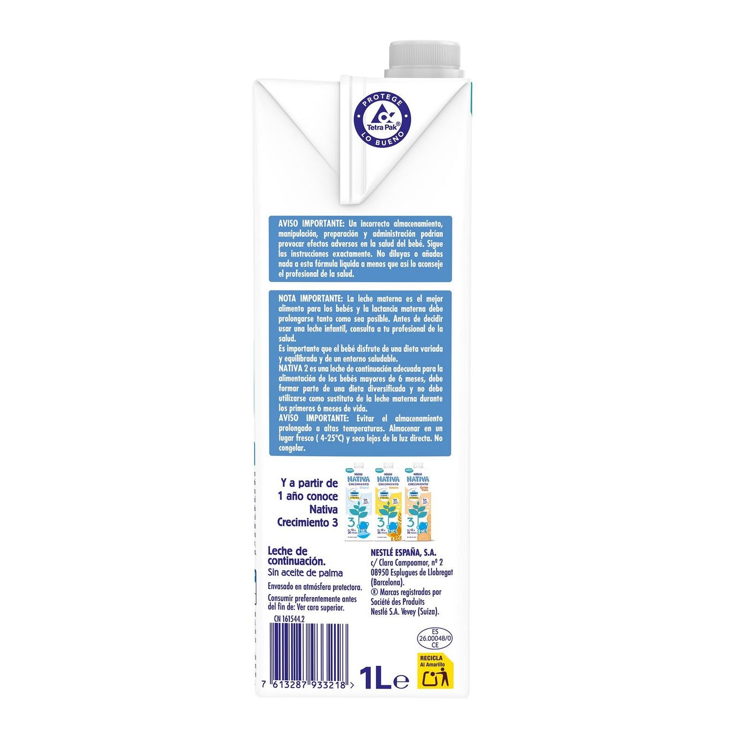 NATIVA 2 Leche Líquida de Continuación 1L Nestlé-2