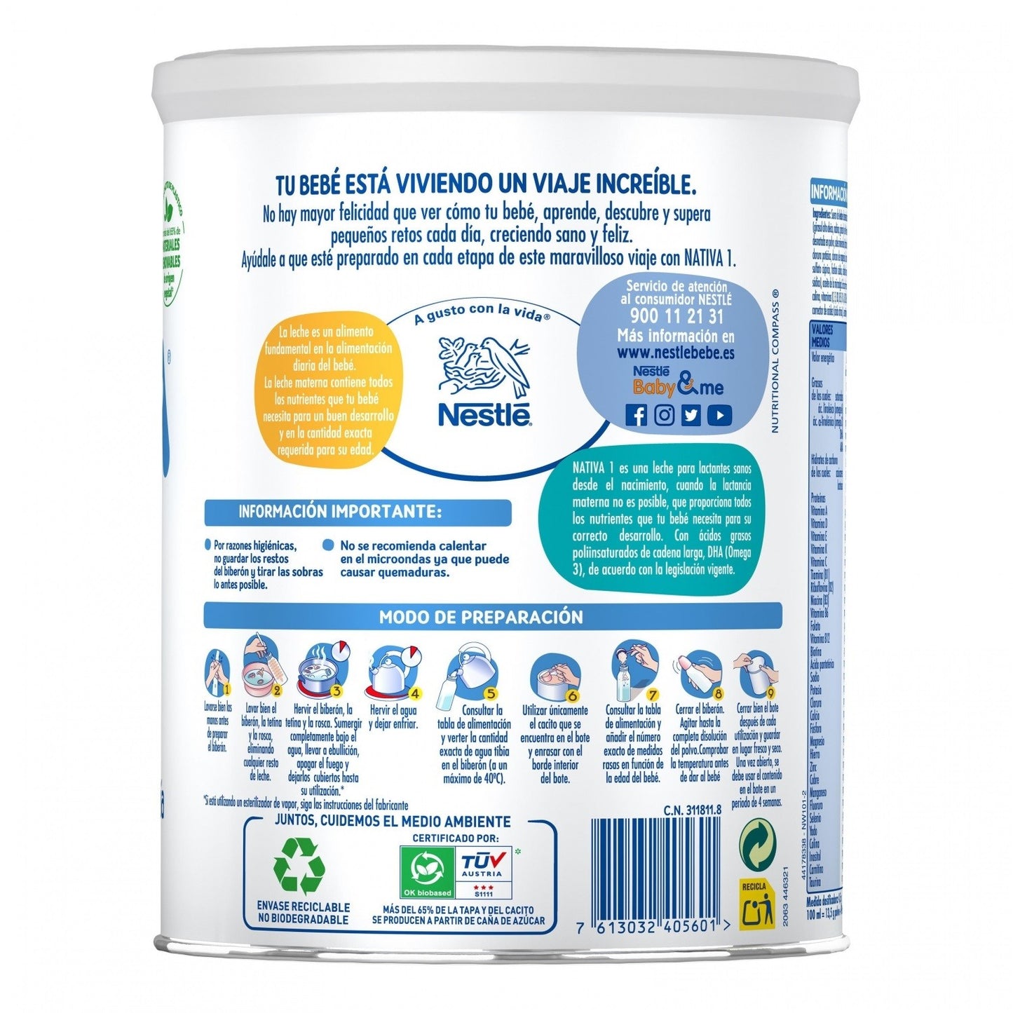 NATIVA 1 Leche de Inicio para Lactantes 800g Nestlé-3