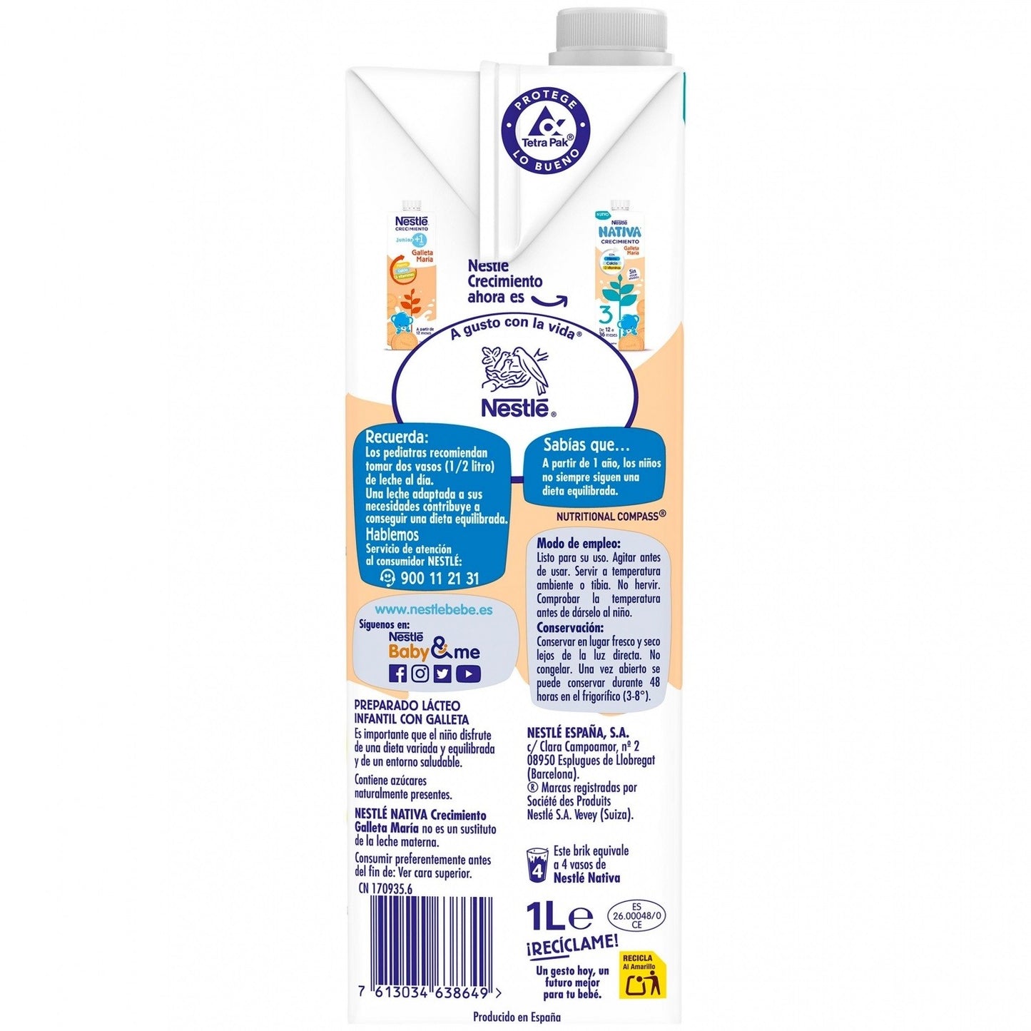 NATIVA 3 Crecimiento Galleta María 1L Nestlé-3