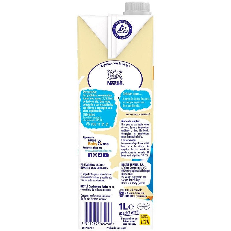 NESTLÉ Junior Crecimiento Cereales 3 años 1L-3