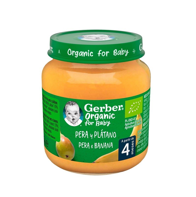 GERBER Tarrito de Puré de Pera y Plátano BIO +4 Meses 125g-2