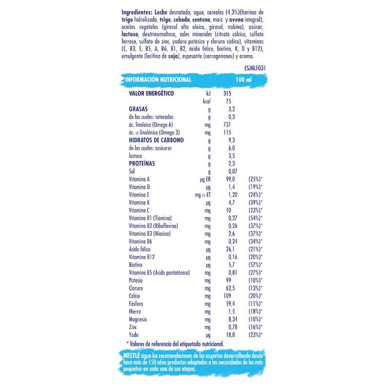 NESTLÉ Junior Crecimiento Cereales 3 años 1L-4