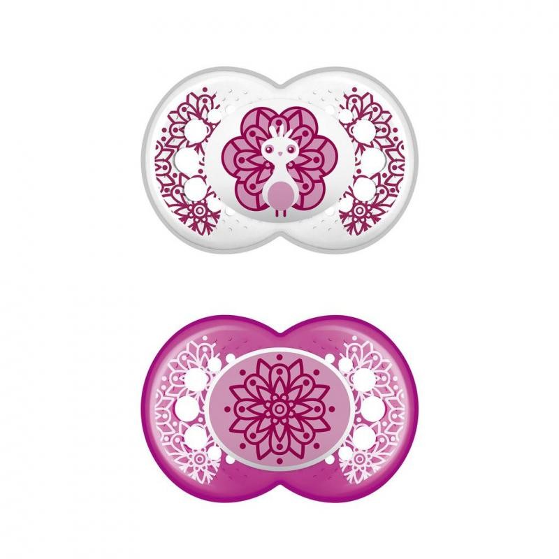 MAM Chupete Original Látex 6+M 2 Unidades (Pavo Real Rosa)-1