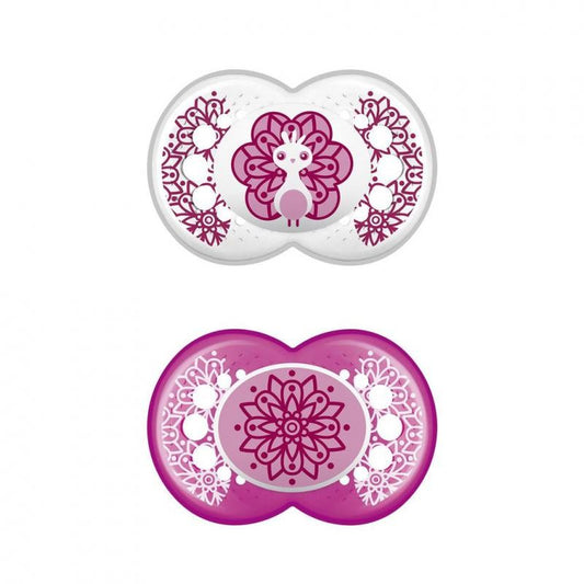 MAM Chupete Original Látex 6+M 2 Unidades (Pavo Real Rosa)-1