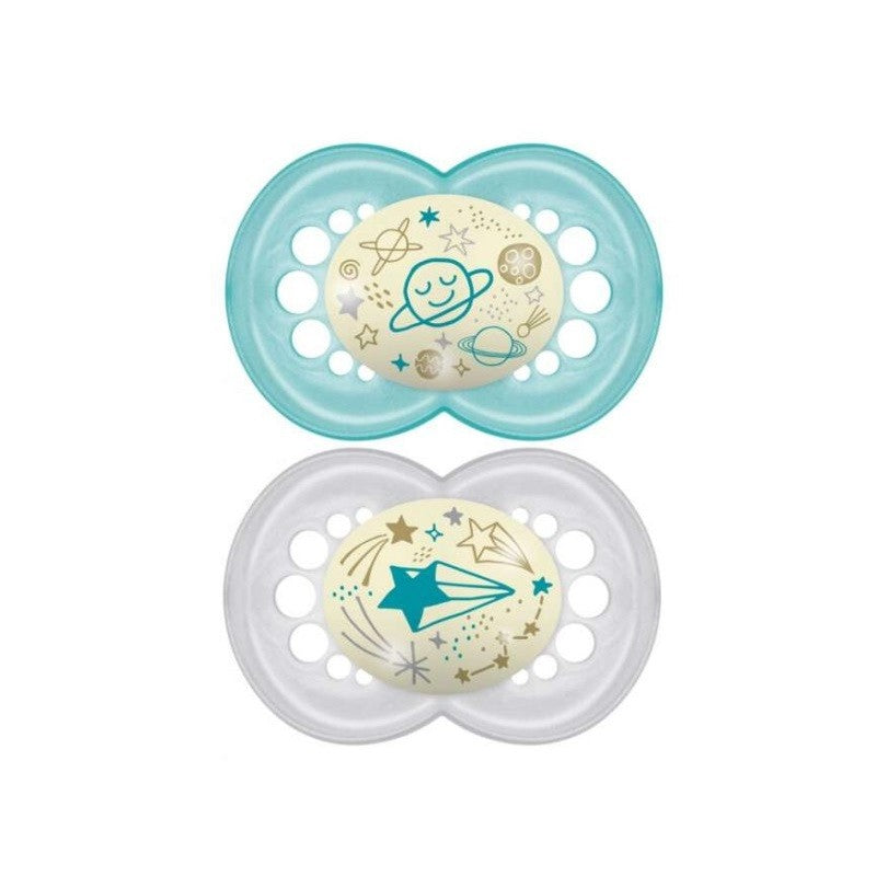 MAM Sucette Mamelon Silicone Nuit +6 x2 (Bleu)