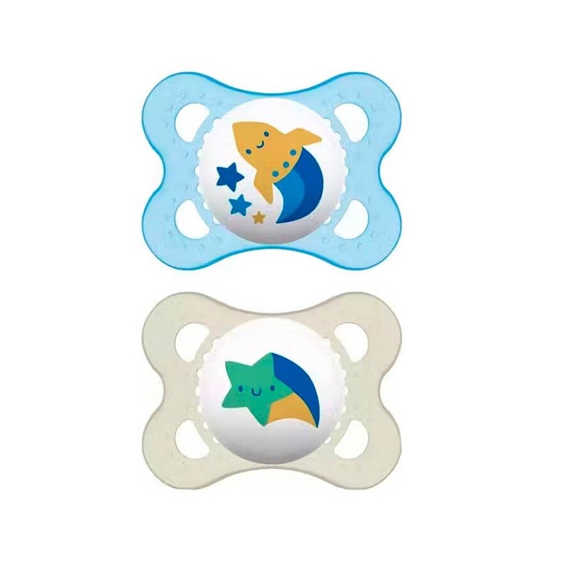 MAM Chupete Original Látex 0-6M 2 Unidades Azul y Blanco-1