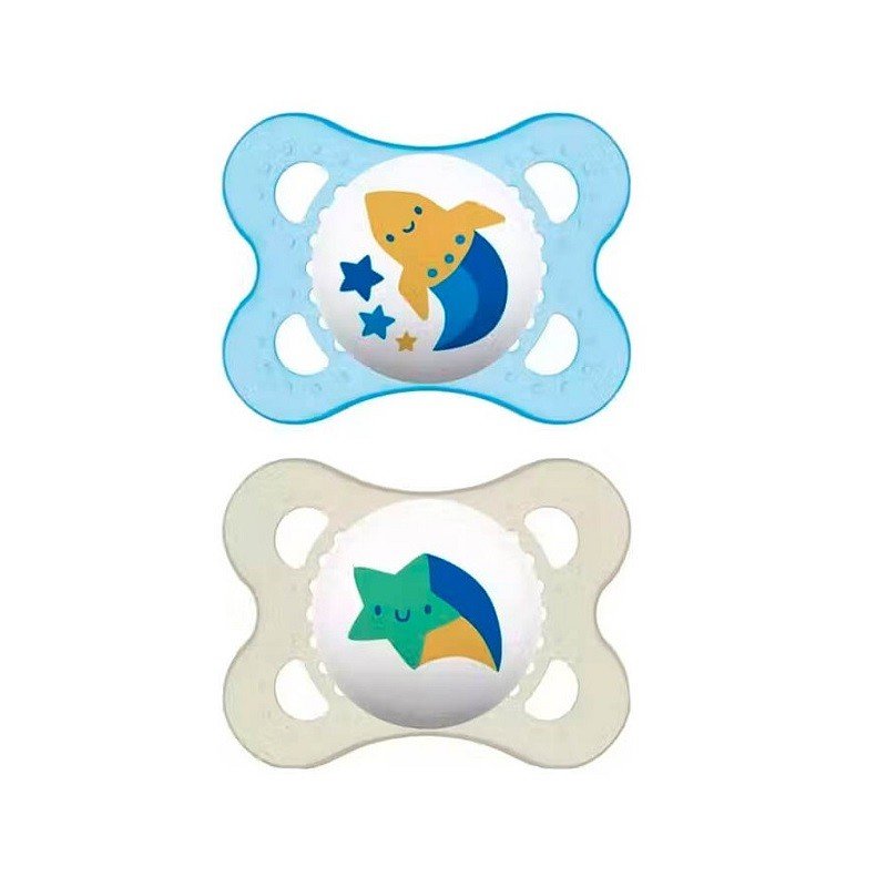 MAM Chupete Original Látex 0-6M 2 Unidades Azul y Blanco-1