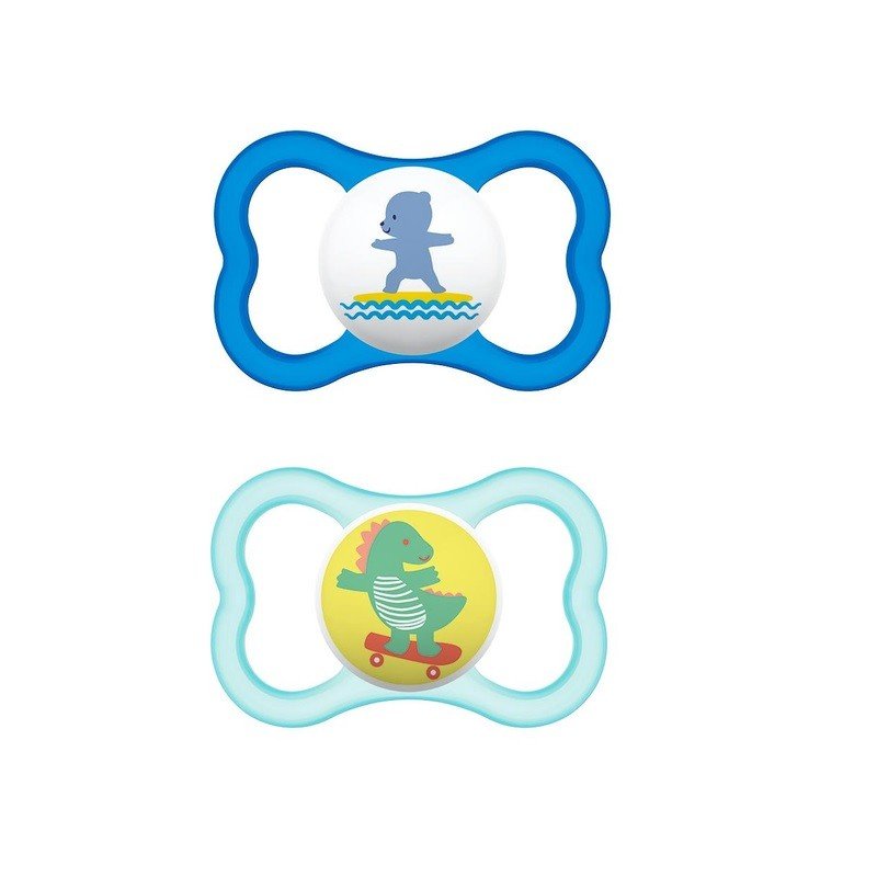 MAM Chupete Air Silicona 16+M 2 Unidades (Azul)-1