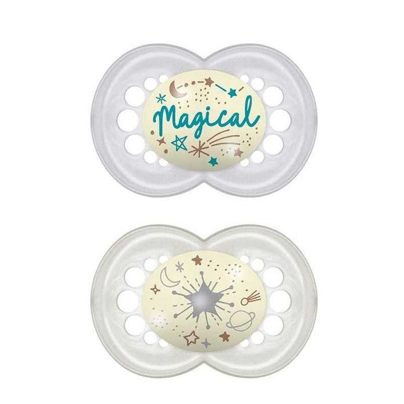 MAM Chupete Tetina de Látex Night +6 x2 (Gris y Blanco)-1