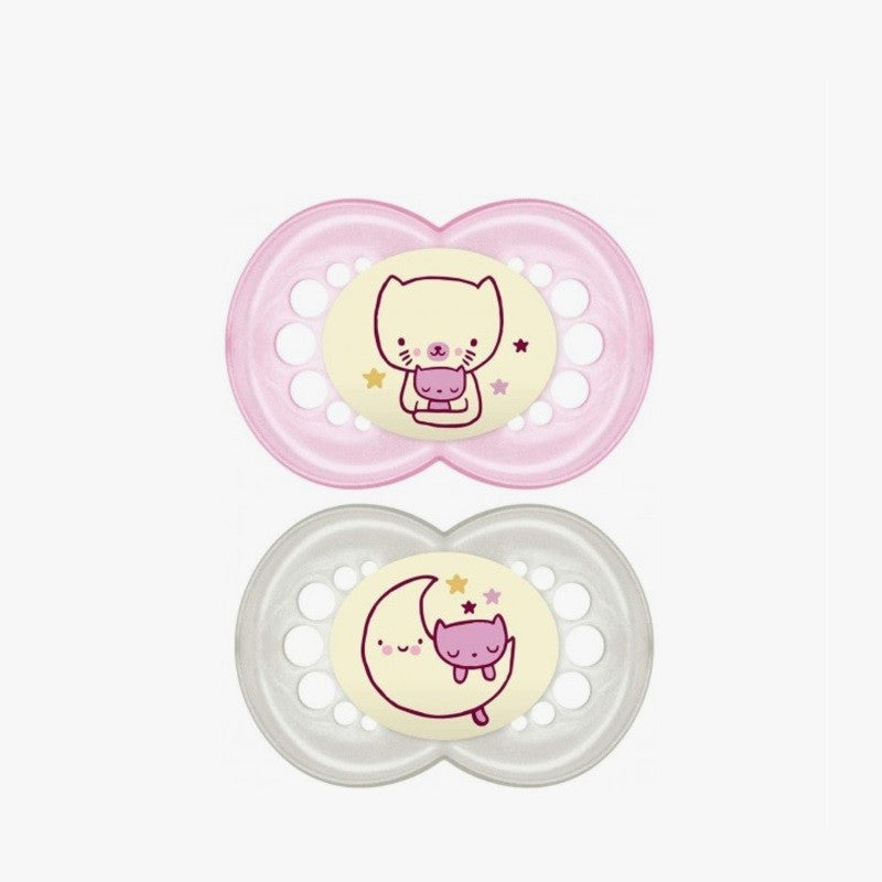 MAM Chupete Original Night Látex 6+M 2 Unidades (Rosa)-1