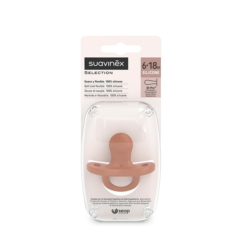 SUAVINEX Chupete Todosilicona SX Pro Fisiológica 6-18 Meses (Color Teja)-1