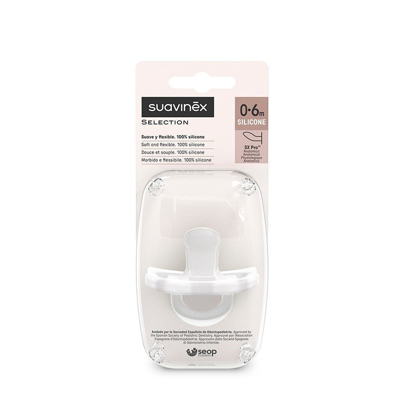 SUAVINEX Chupete Todosilicona SX Pro Anatómica 0-6 Meses (Blanco)-1