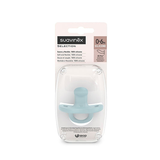 SUAVINEX Chupete Todosilicona SX Pro Anatómica 0-6 Meses (Azul)-1