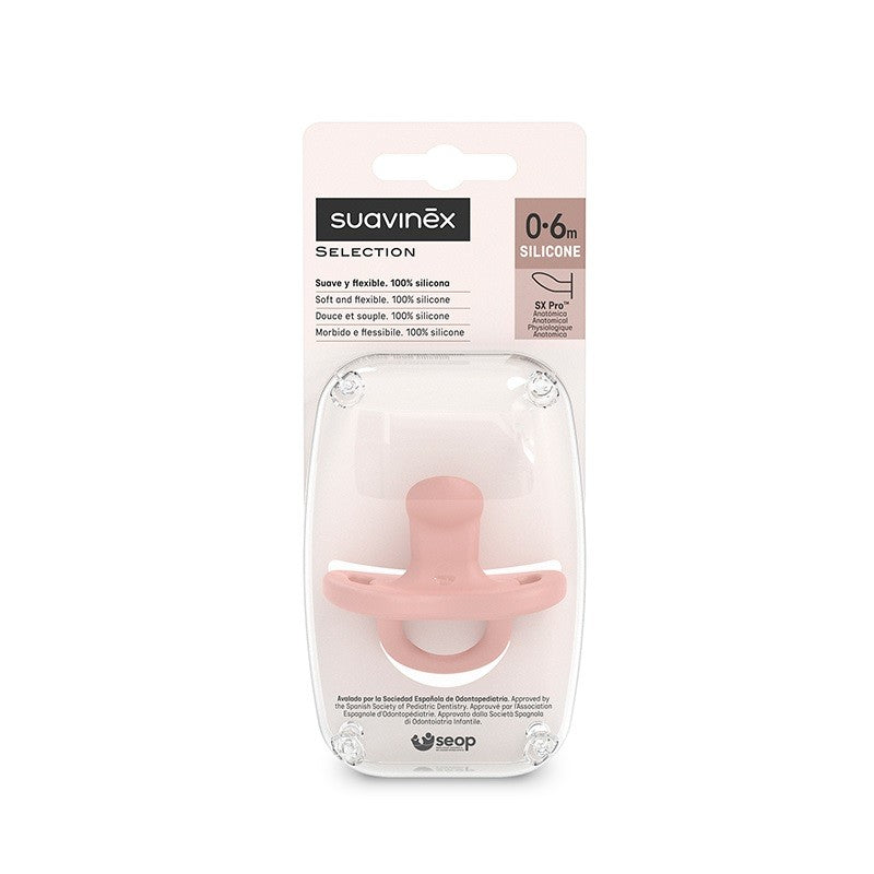 SUAVINEX Chupete Todosilicona SX Pro Anatómica 0-6 Meses (Rosa)-1