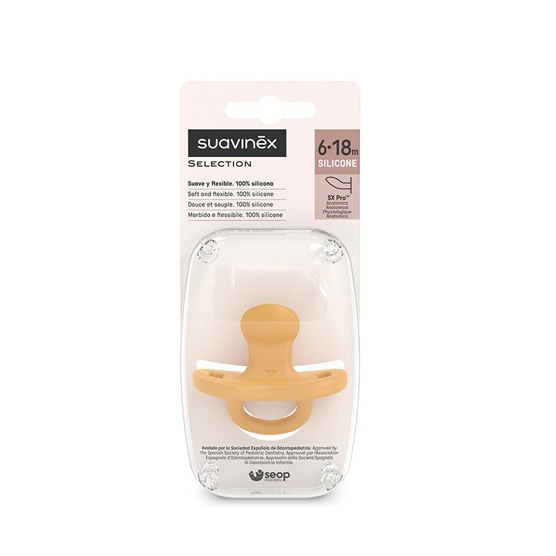 SUAVINEX Chupete Todosilicona SX Pro Anatómica 6-18 Meses (Color Mostaza)-1