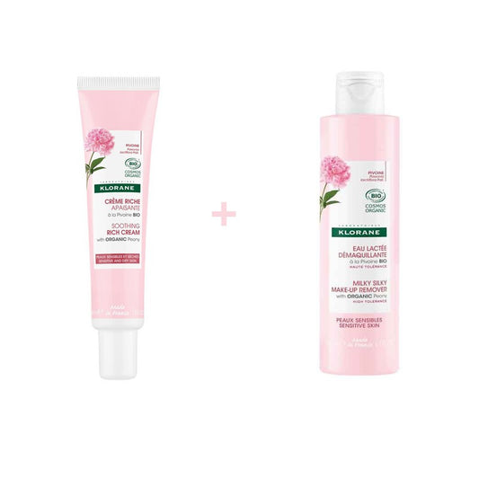 KLORANE Fluido Micelar Desmaquillante a la Peonía 200 ml + Crema Nutritiva 40 ml-1