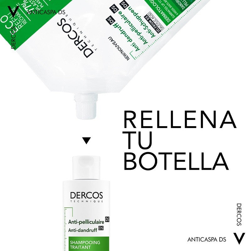 VICHY Dercos Champú Anticaspa Cabello Normal-Graso ECO RECARGA 500ml-11