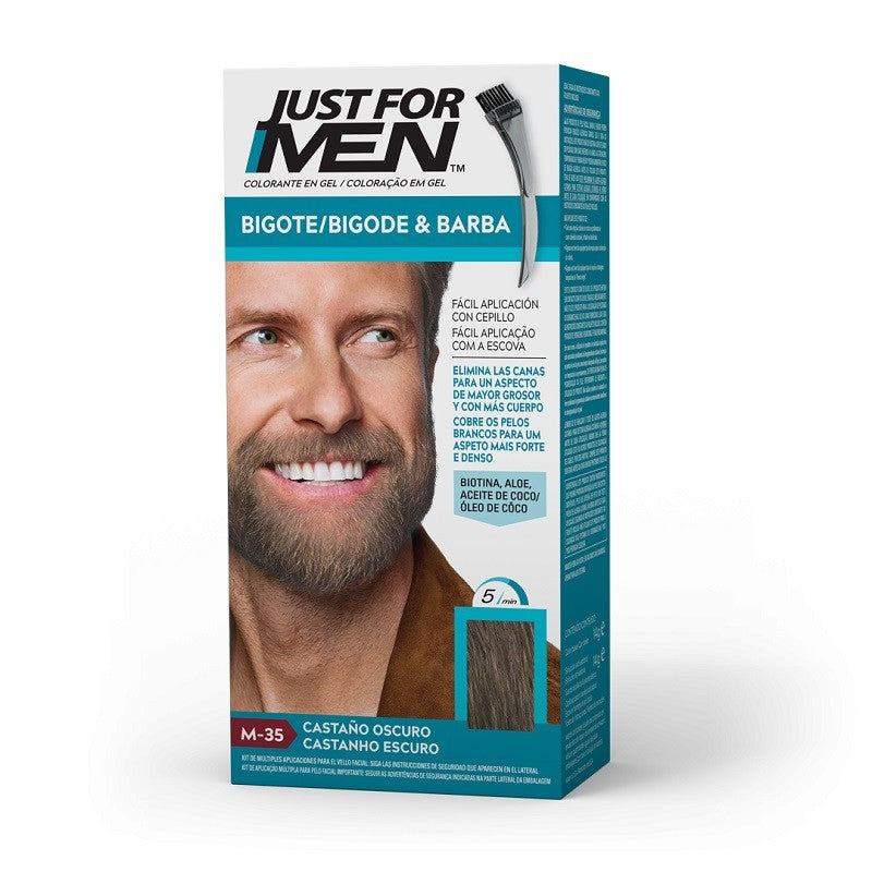 JUST FOR MEN Bigote y Barba Color Castaño Oscuro M-35 (15ml)-1