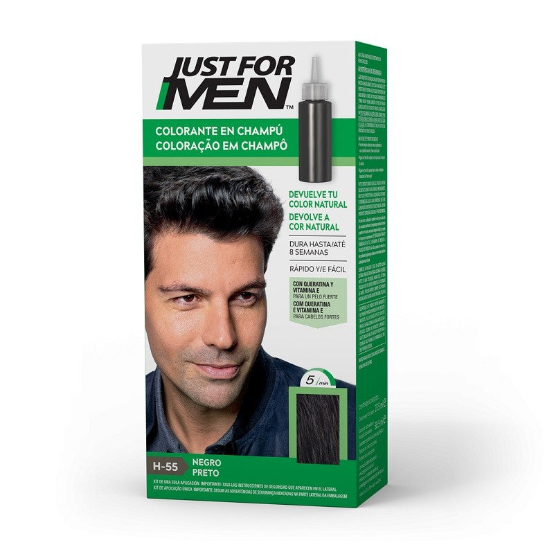 JUST FOR MEN Colorante en Champú Negro H-55 (30ml)-1