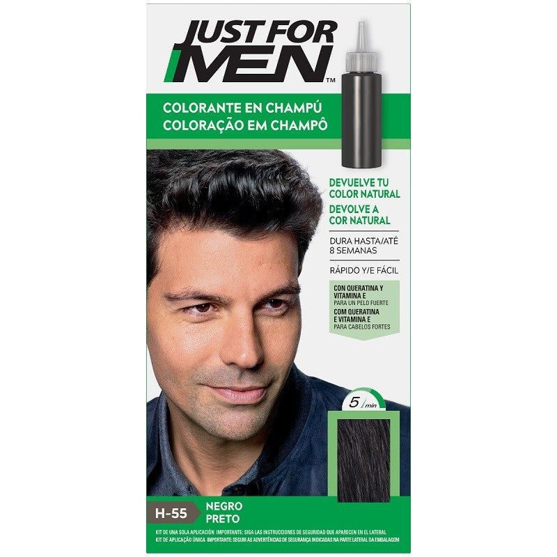 JUST FOR MEN Colorante en Champú Negro H-55 (30ml)-2