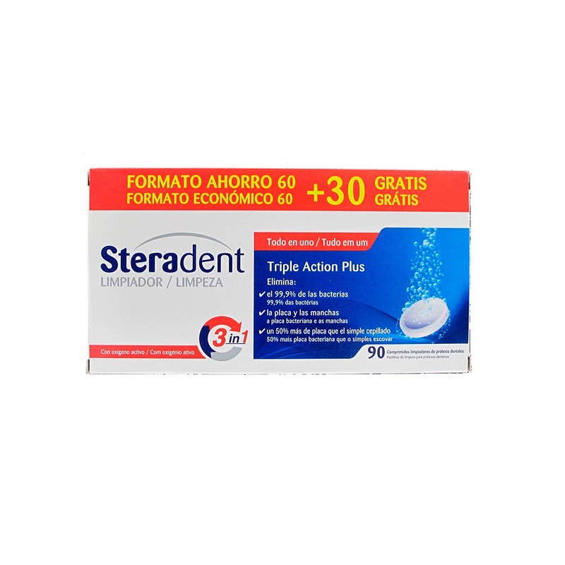 Steradent Limpiador Triple Acción 60 +30 tabletas-1