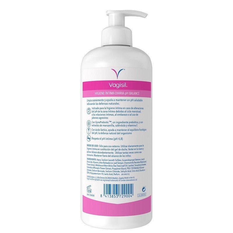 VAGISIL Higiene Íntima Gel pH Balance con Gynoprebiotico 500ml-2