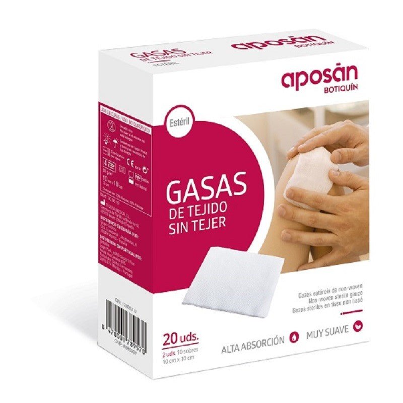 APOSAN Gasa Esteril Tejido Sin Tejer 10cm x 10cm (20 gasas)-1