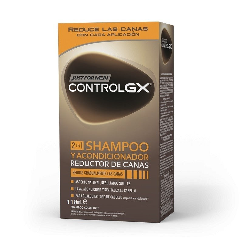 JUST FOR MEN Control GX 2 en 1 Champú y Acondicionador Reductor de Canas 118ml-1