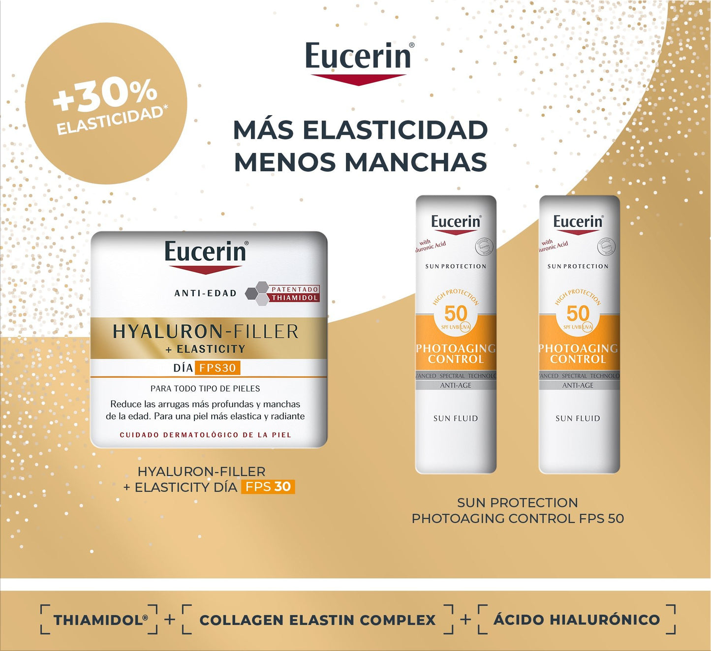 Eucerin Pack Antiedad Hyaluron-Filler Elasticity Day FPS 30 50ml + 2 Minis Photoaging 5ml
