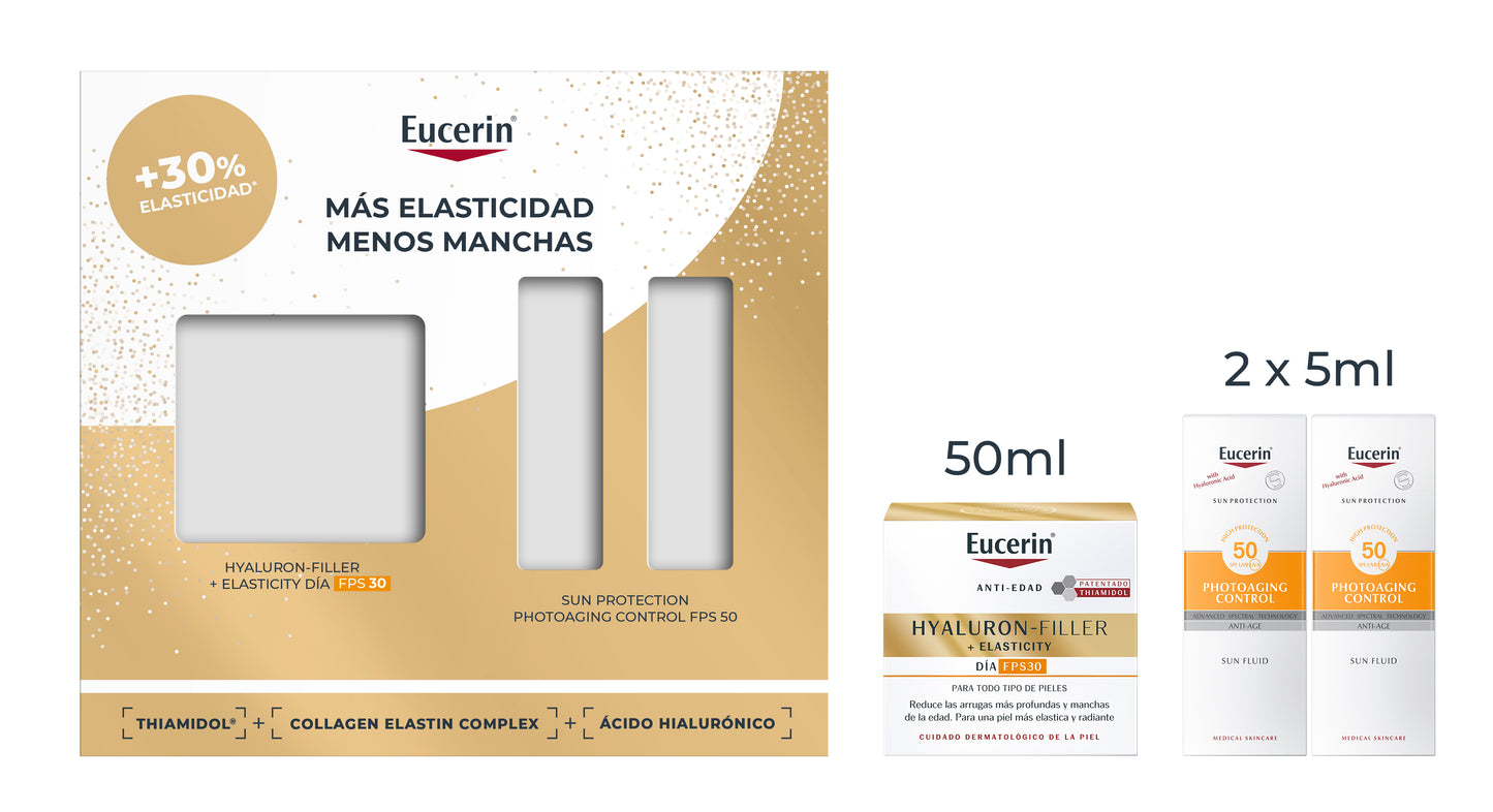 Eucerin Pack Antiedad Hyaluron-Filler Elasticity Día FPS 30 50ml + 2 Minis Photoaging 5ml