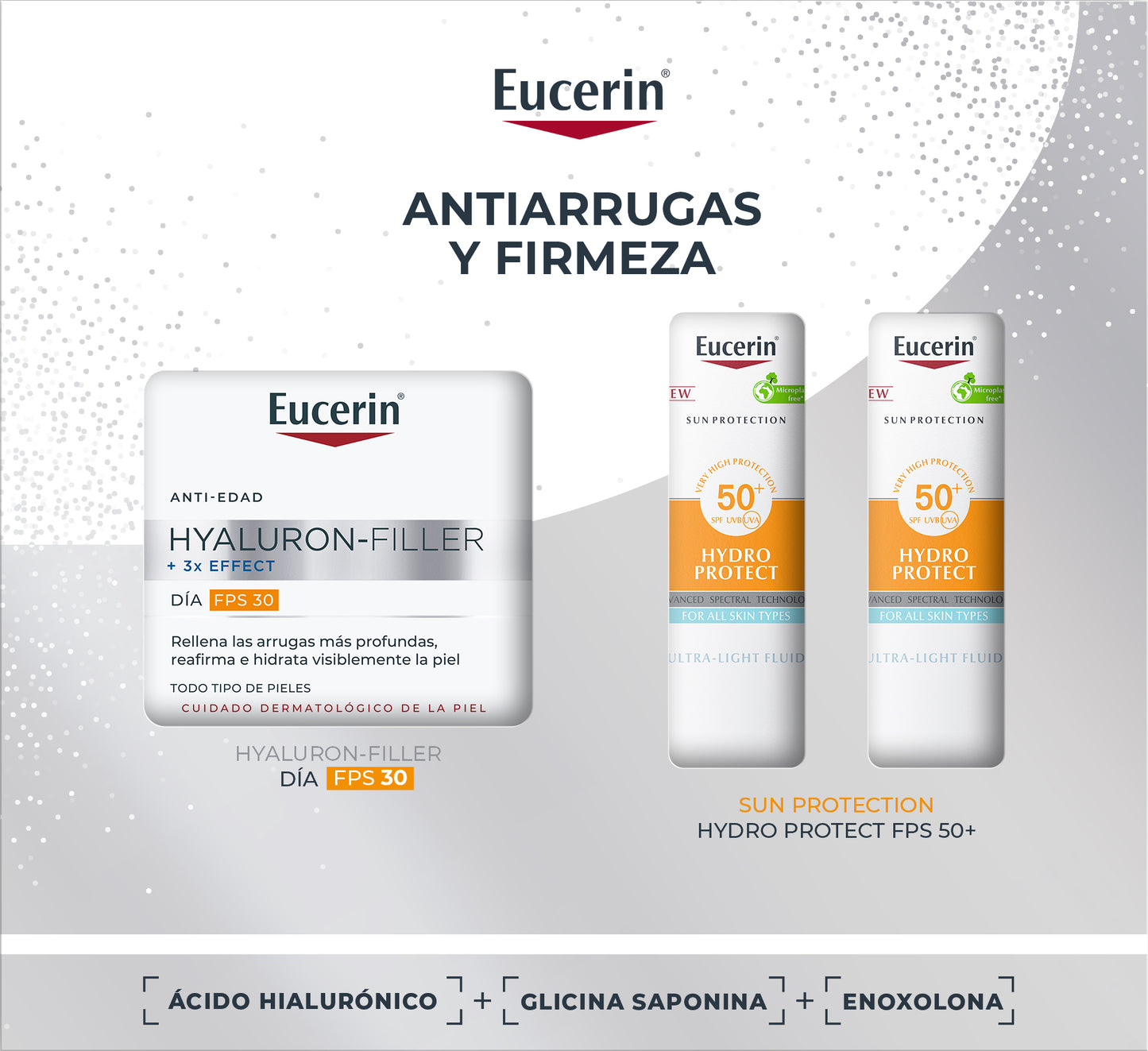 Eucerin Pack Antiedad Hyaluron-Filler Crema di Giorno FPS 30 50ml + 2 Minis Sun 5ml