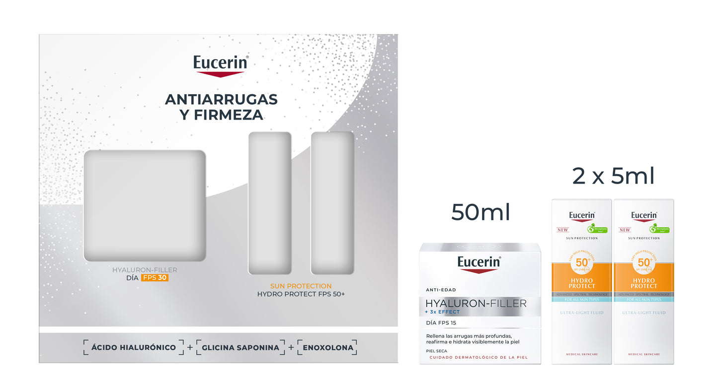 Eucerin Pack Antiedad Hyaluron-Filler Crema di Giorno FPS 30 50ml + 2 Minis Sun 5ml