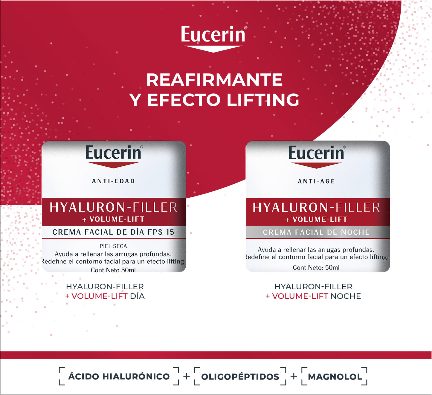 Eucerin Pack Antiedad Hyaluron-Filler + Volume-Lift 50ml + Crema de Noche 50ml