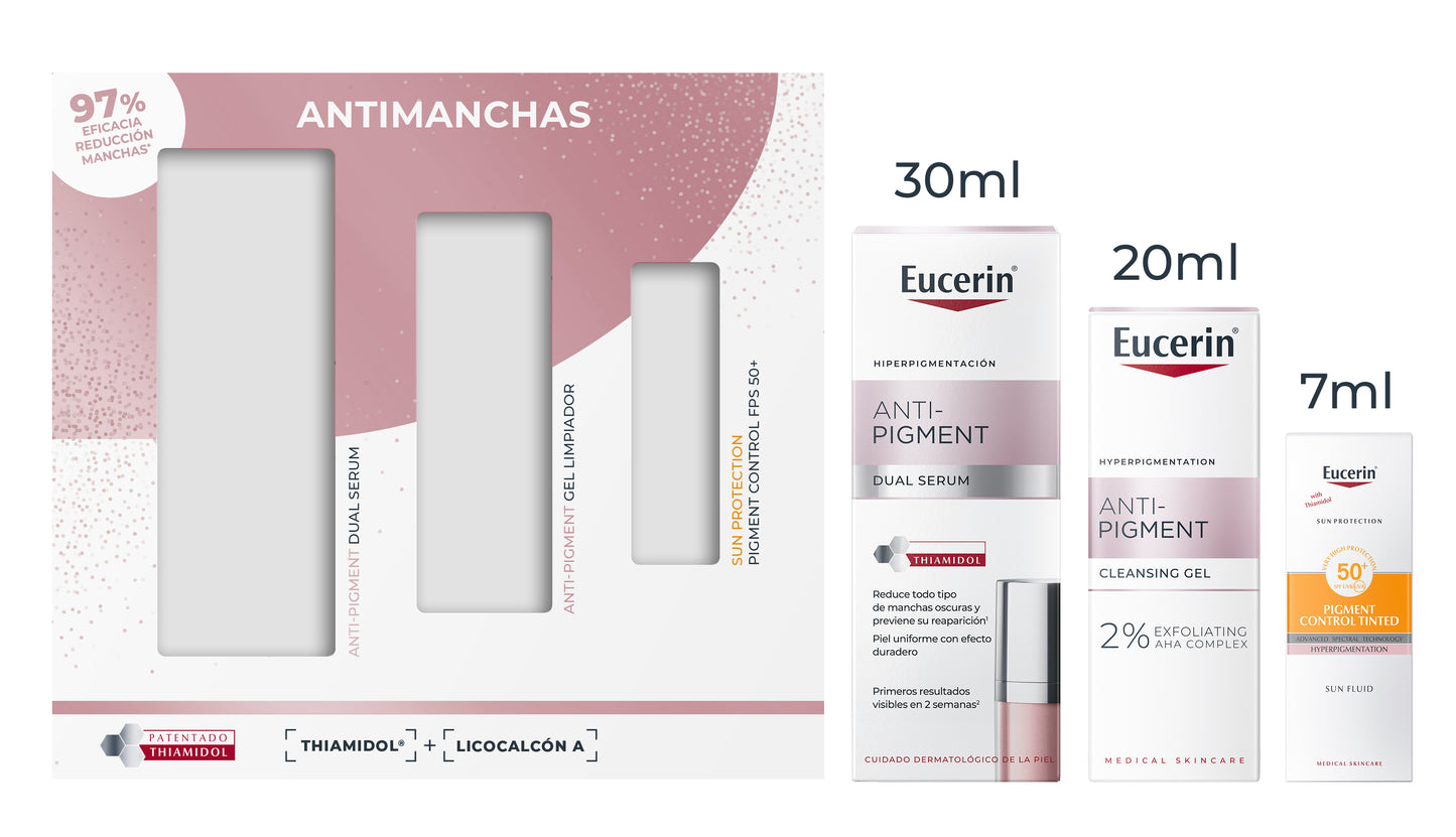 Eucerin Pack Anti-Pigment Dual Serum 30ml + Gel Limpiador 20ml + Mini Pigment 7ml