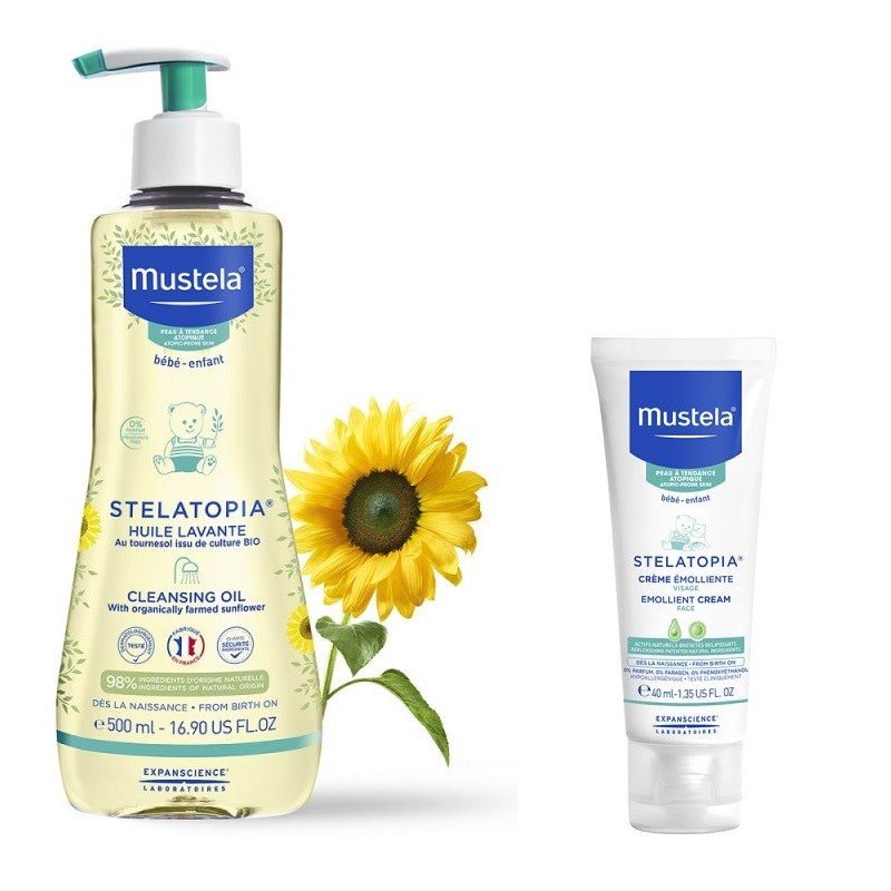 MUSTELA Pack Stelatopia Aceite de Baño 500ml + Crema Facial Emoliente 40ml-2