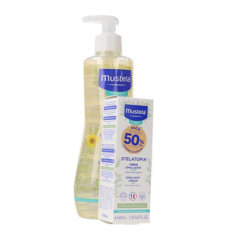 MUSTELA Pack Stelatopia Aceite de Baño 500ml + Crema Facial Emoliente 40ml-1