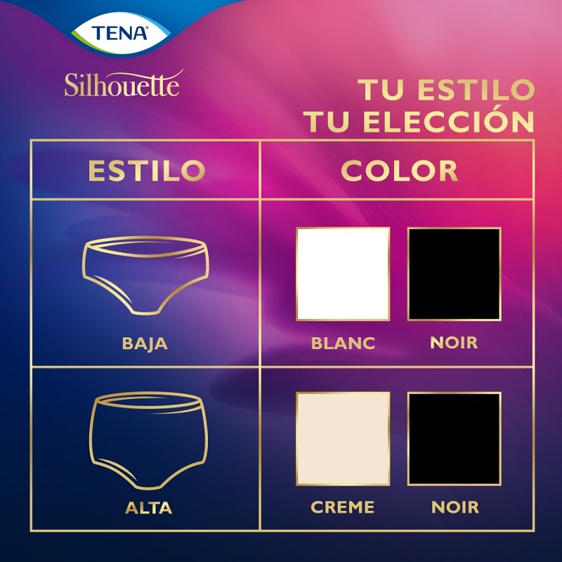 TENA Silhouette Negro Cintura Alta Mediano 9uds-10