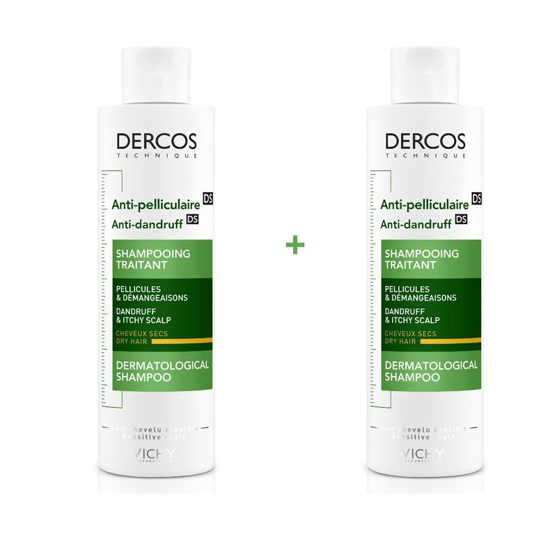 VICHY Dercos Champú Anticaspa Cabello Seco Duplo 2x200ml-1