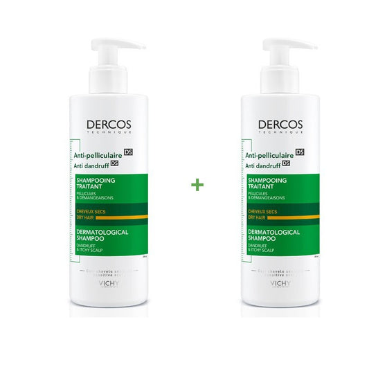 VICHY Dercos Champú Anticaspa Cabello Seco Duplo 2x390ml-1